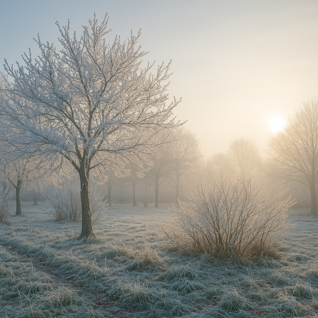 Как морозный иней в ноябре предсказывает зиму