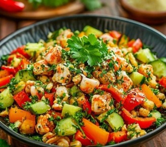 Как приготовить яркий салат с крабовыми палочками и болгарским перцем