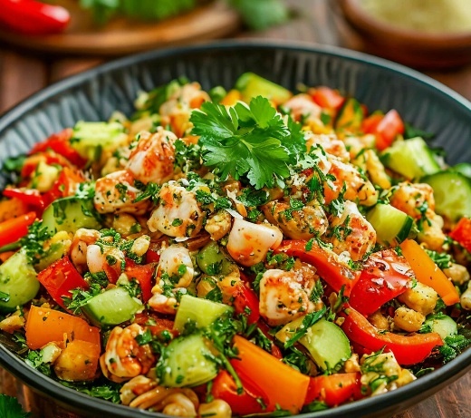 Как приготовить яркий салат с крабовыми палочками и болгарским перцем