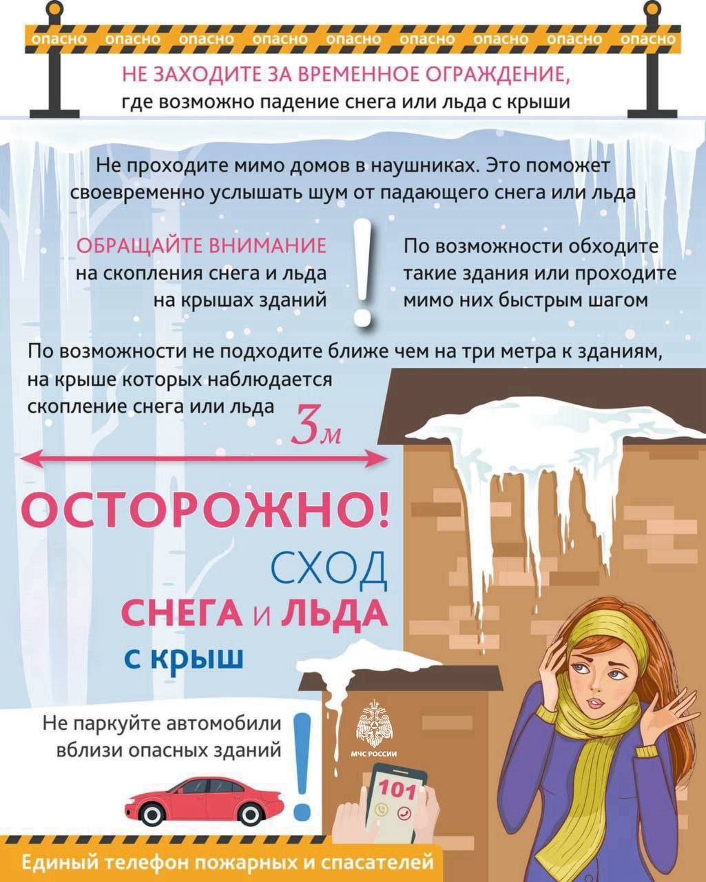 Осторожно, сход снега и льда с крыш