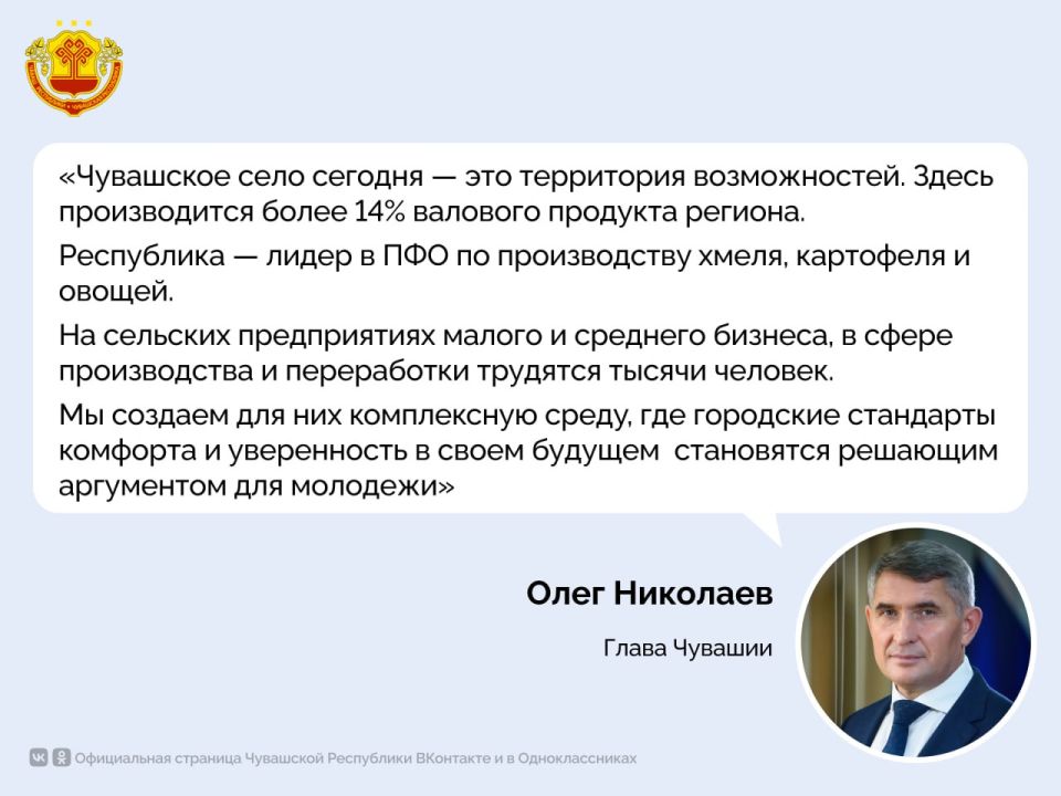 Чувашия отмечена в числе субъектов с лучшими практиками по созданию современных стандартов жизни на сельских территориях