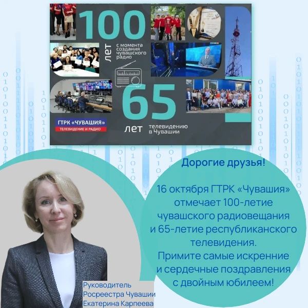 Дорогие друзья!. 16 октября ГТРК «Чувашия» отмечает 100-летие регионального радиовещания и 65-летие республиканского телевидения