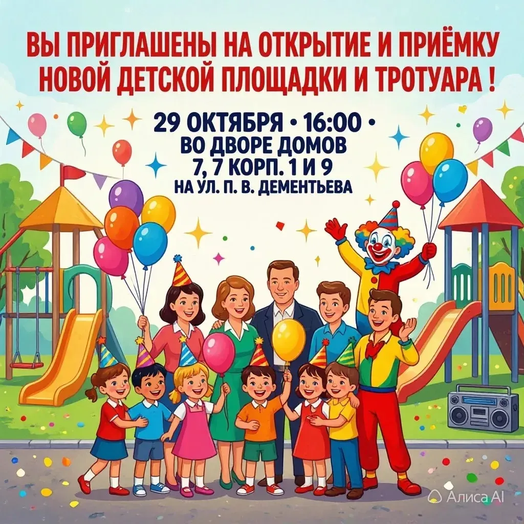 Дорогие жители микрорайона «Садовый»! Приглашаем на открытие детской площадки
